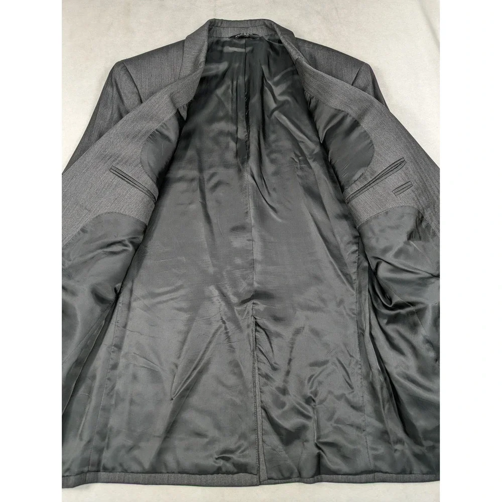 Jos A Bank‎ Mens 44L Charcoal Gray Herringbone 100% Wool 2-Button Jacket  Blazer
